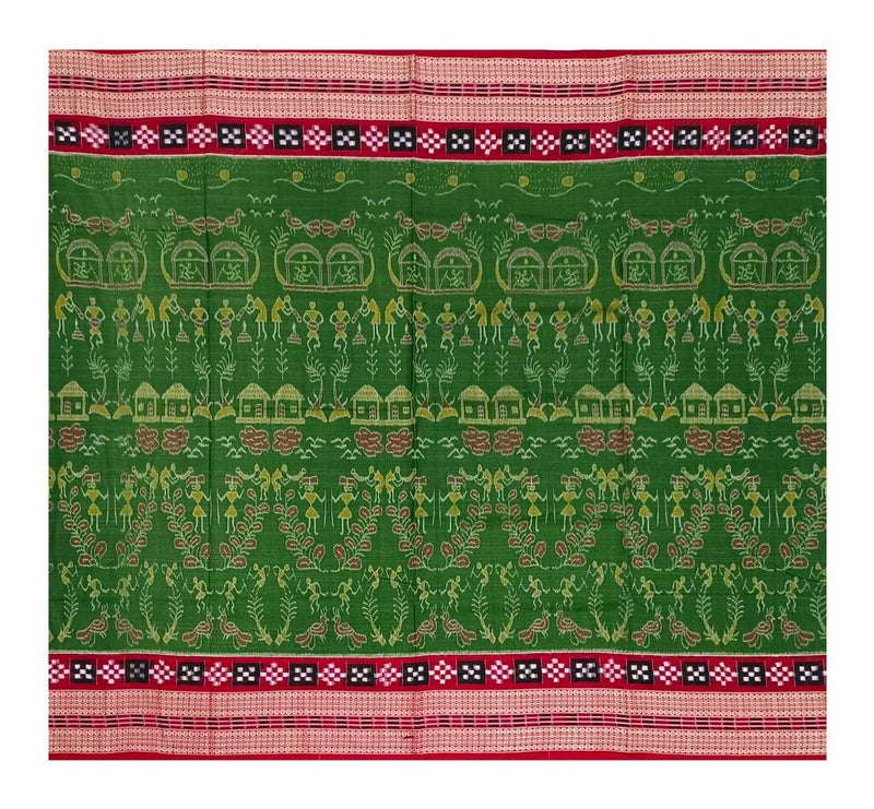 Tribal design sambalpuri cotton saree with blouse piece