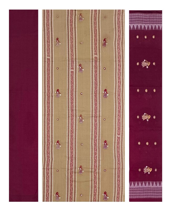 Doll motifs Bomkai cotton dress material set. Orissa Govt. High School teachers may use it as uniform.
