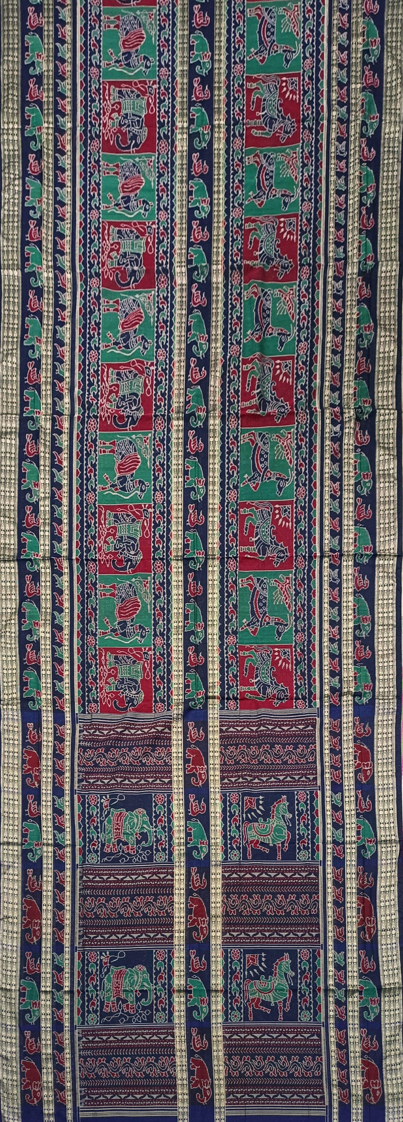 Multi boarder Sambalpuri Silk Bapta(Silk+Cotton mix) saree with blouse piece