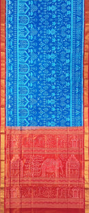Exquiste Tribal village life Design Sambalpuri Half tissue silk saree with blouse piece