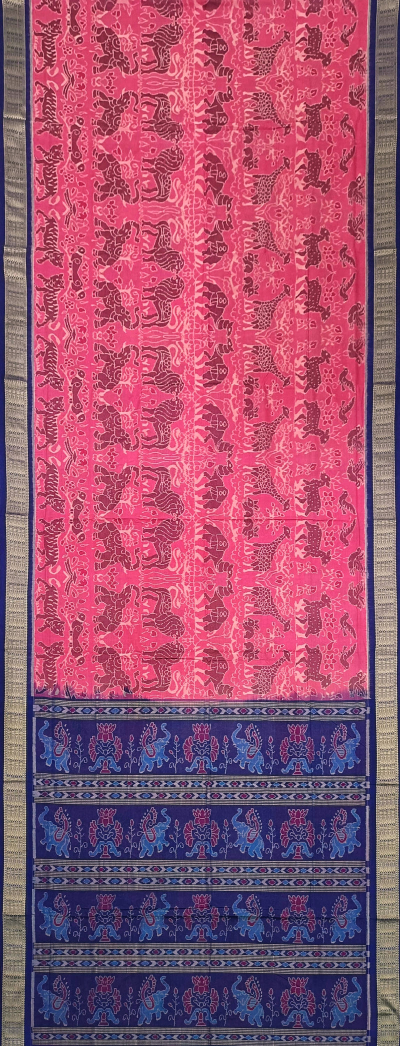 Animals design Sambalpuri cotton saree with blouse piece