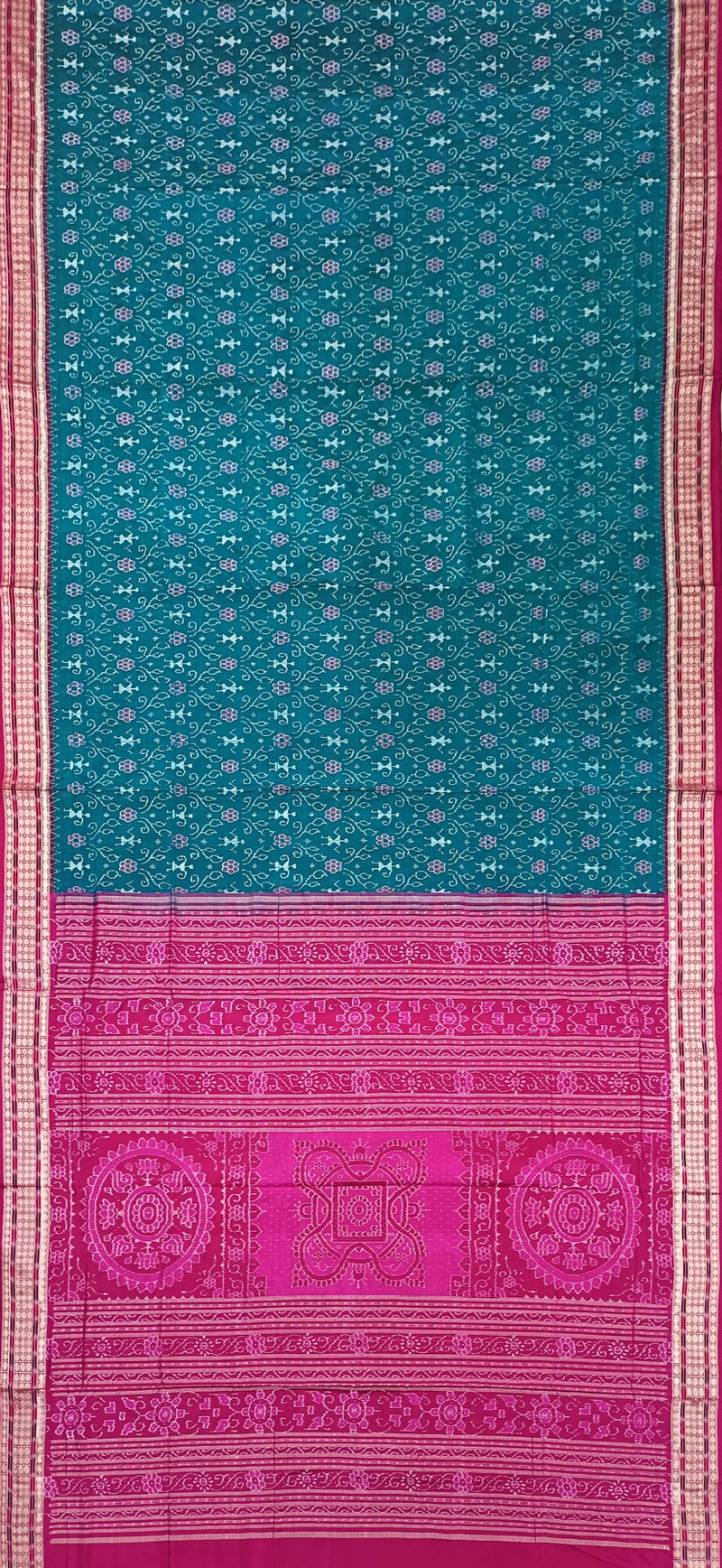 Beautigul Terracotta design sambalpuri cotton saree with blouse piece