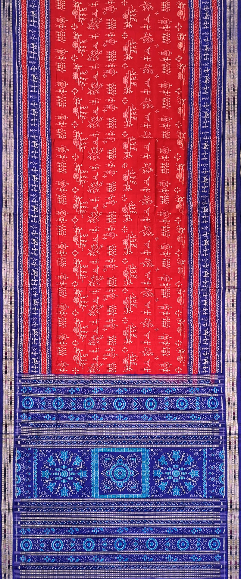 Beautiful Terracotta design Sambalpuri silk saree with blouse piece