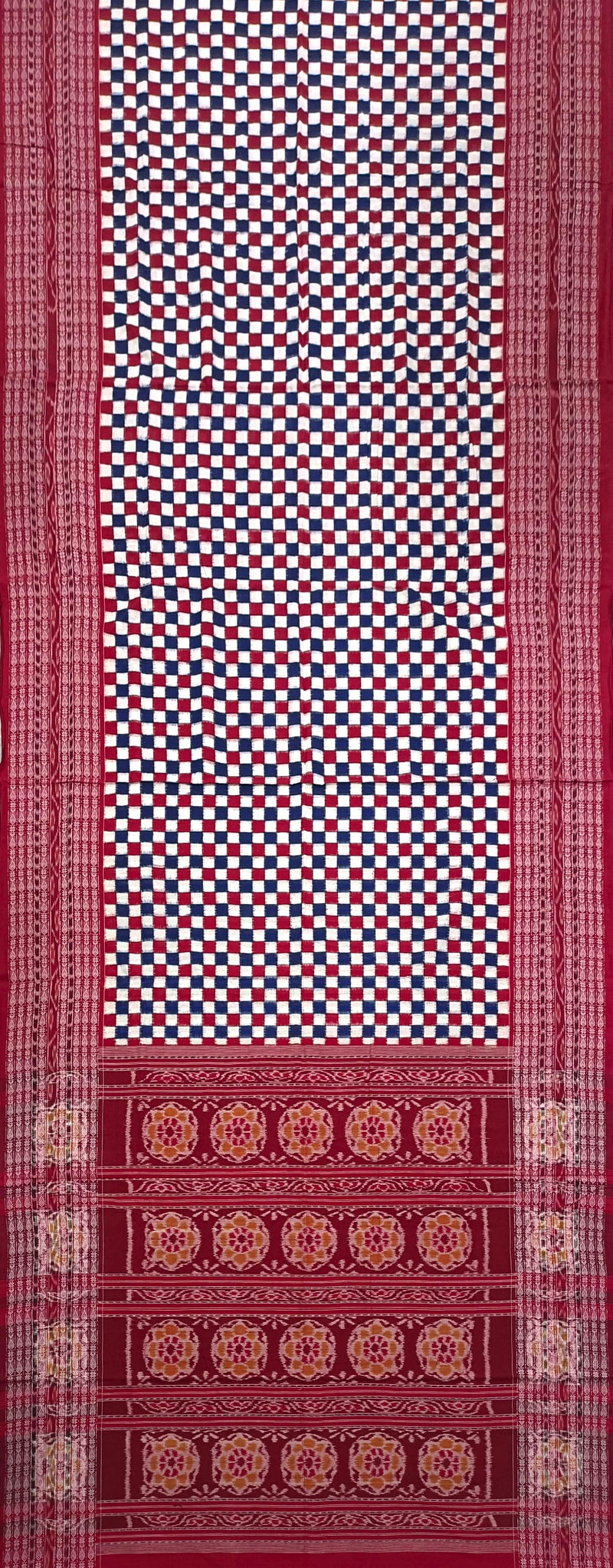 Check check design sambalpuri cotton saree with blouse piece