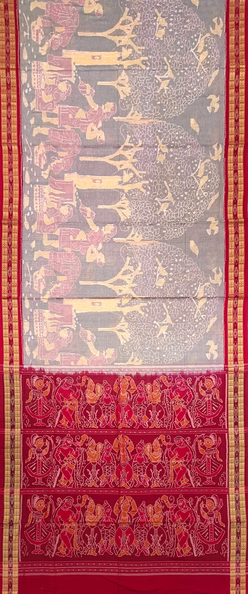 Exquisite Collecting Mahua Flower design Sambalpuri Cotton Saree with Blouse piece