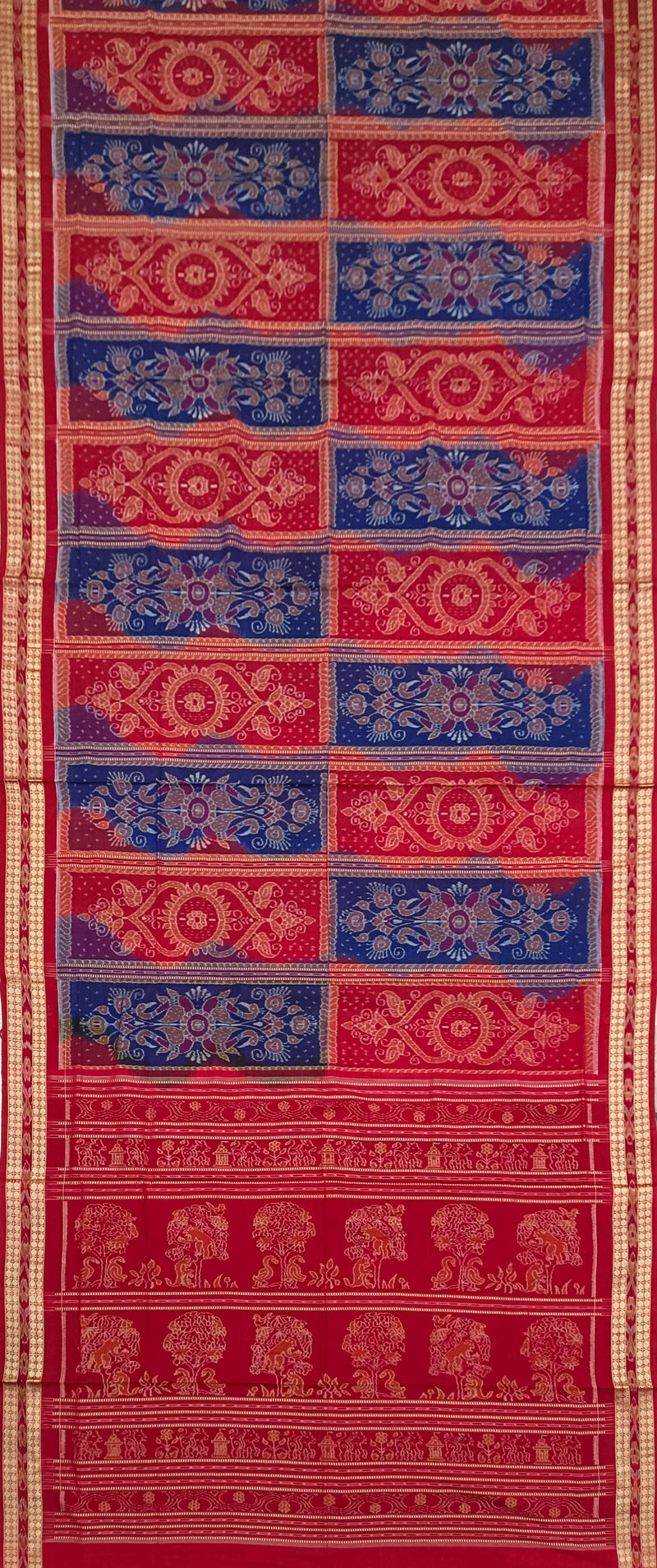 Flower design in the box Sambalpuri cotton saree with blouse piece