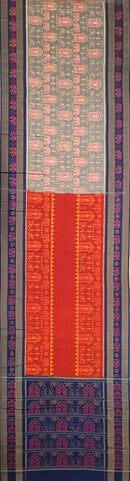 Beautiful Terracotta design Partly Sambalpuri cotton saree with blouse piece