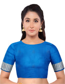 Sambalpuri silk blouse piece, Deep sky blue, 1 mtr
