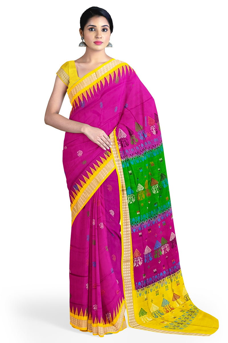 Bomkai silk saree with blouse piece