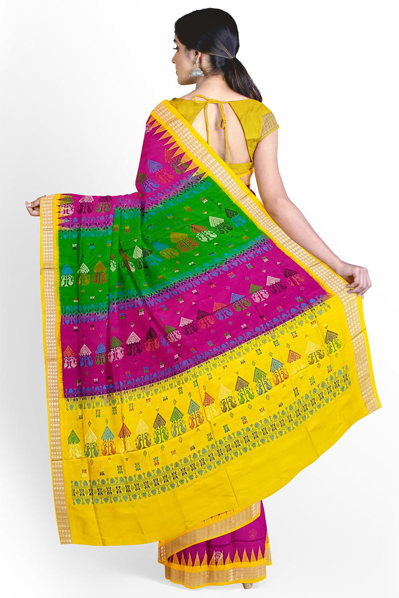 Bomkai silk saree with blouse piece