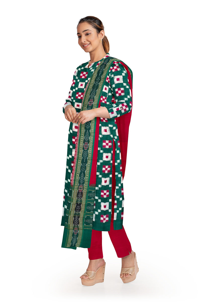 Pasapali design Unstitched Sambalpuri cotton dress material set