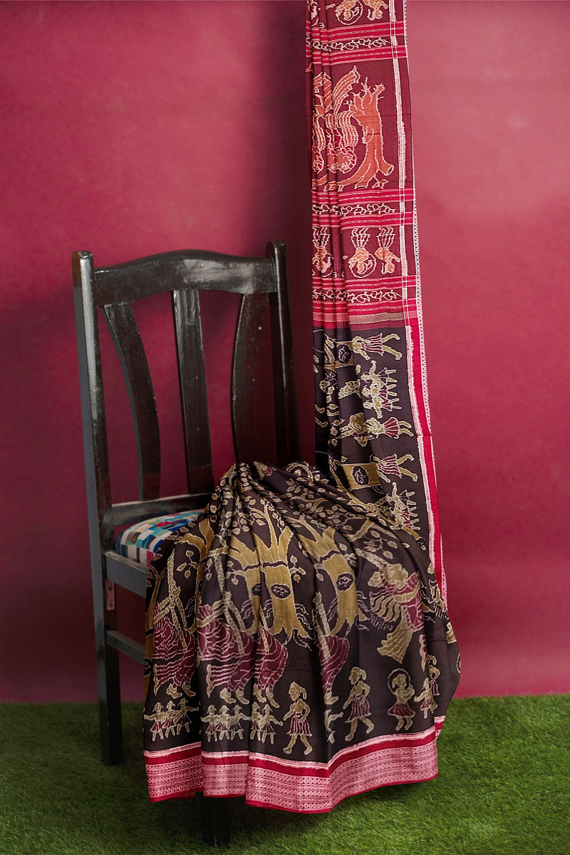 Beautiful Raja doli Design Sambalpuri cotton saree with blouse piece