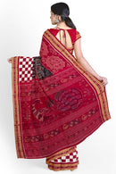 Konark temple and wheel design Sambalpuri cotton saree with blouse piece
