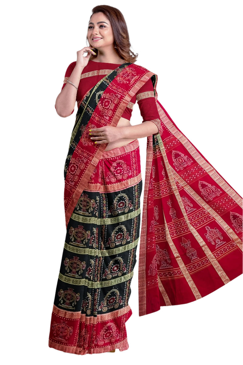 Chakra and Rath design Premium range sambalpuri cotton saree with blouse piece