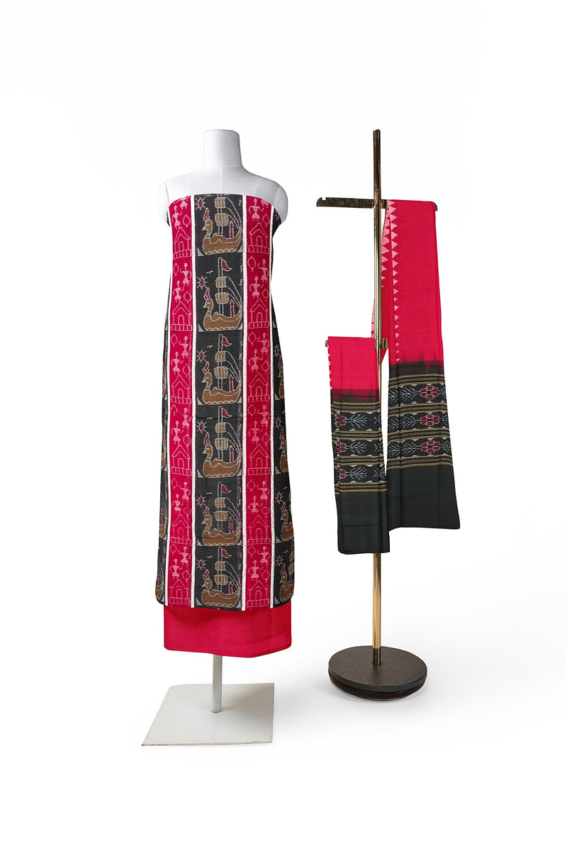 Boita design sambalpuri cotton dress material set