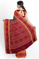 Exquisite Tribal art design sambalpuri cotton saree with blouse piece