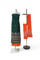 Bomkai Cotton Dress Material Set. Green Orange Combinatioan