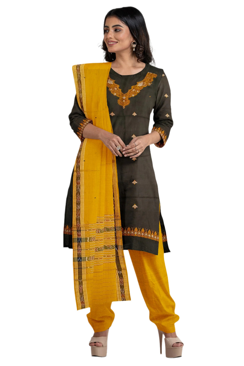 Neck design Bomkai cotton dress material set