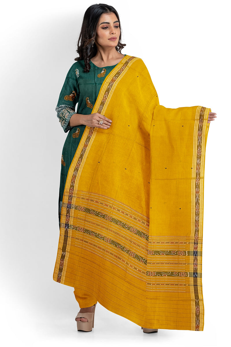 Peacock motifs unstitched  bomkai cotton dress mateerial set