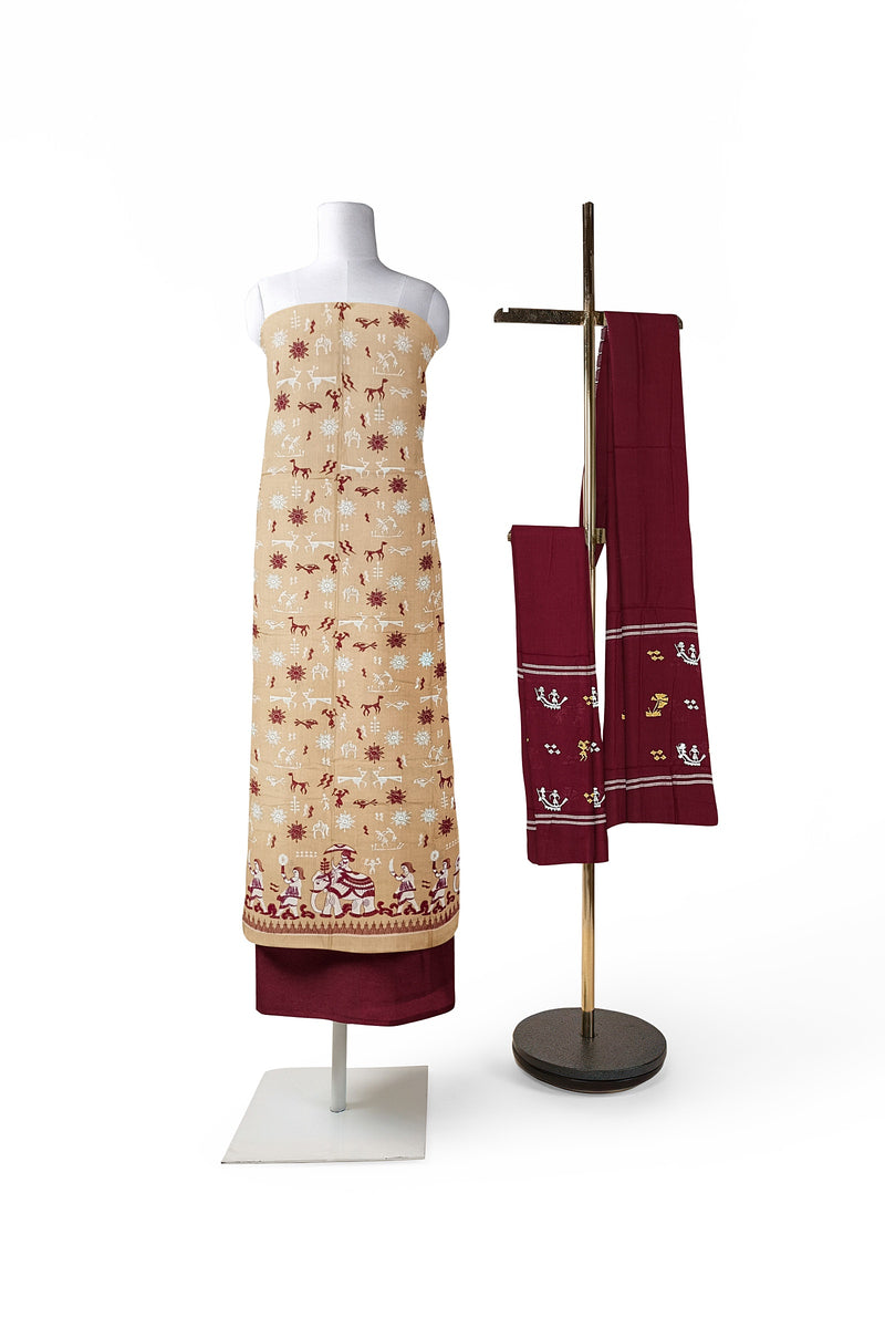 Embroidery work cotton dress material set