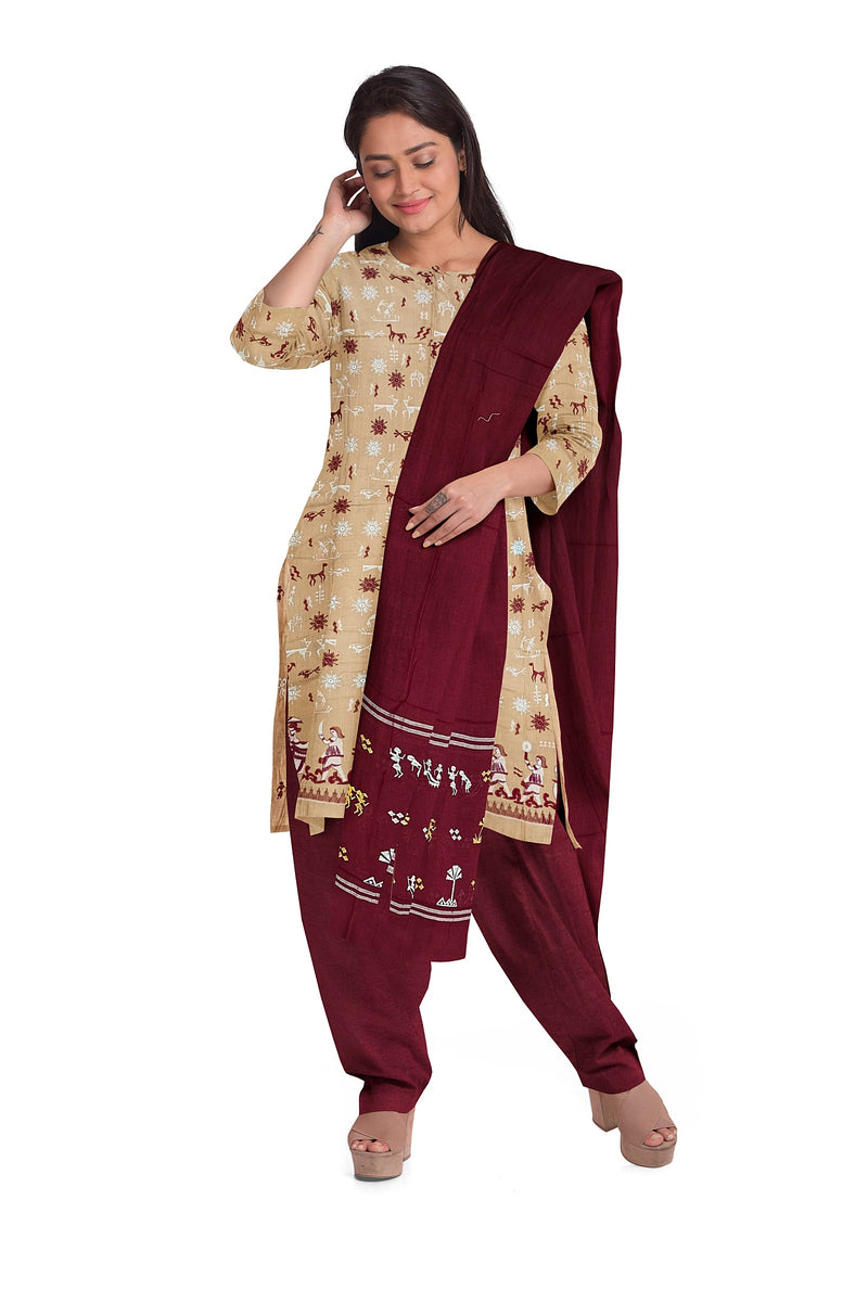 Embroidery work cotton dress material set