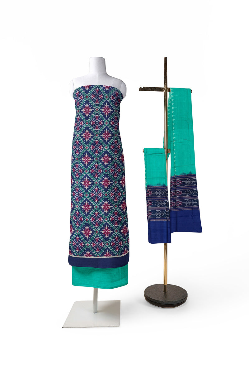 Exquisite Flower design sambalpuri cotton dress material set
