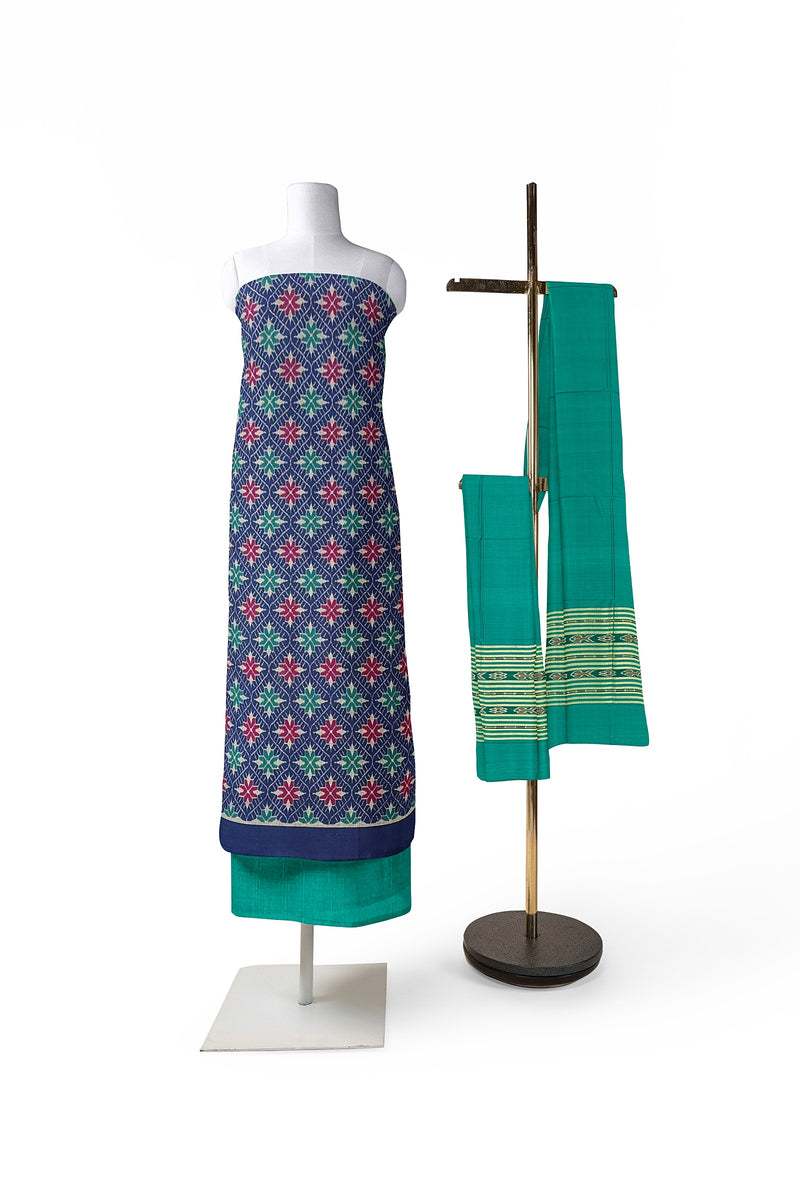 Exquisite Flower design Sambalpuri cotton dress material set