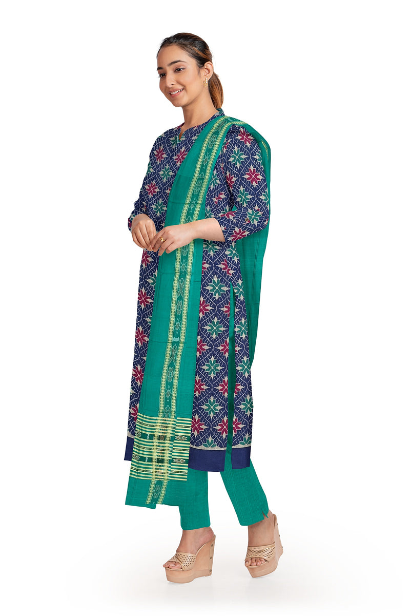 Exquisite Flower design Sambalpuri cotton dress material set