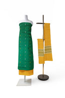 Exquisite Sambalpuri Bapta Dress Material, Green yellow combination