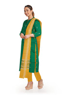 Exquisite Sambalpuri Bapta Dress Material, Green yellow combination