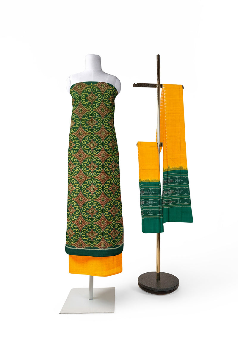 Beautiful flower design Sambalpuri cotton dress material set