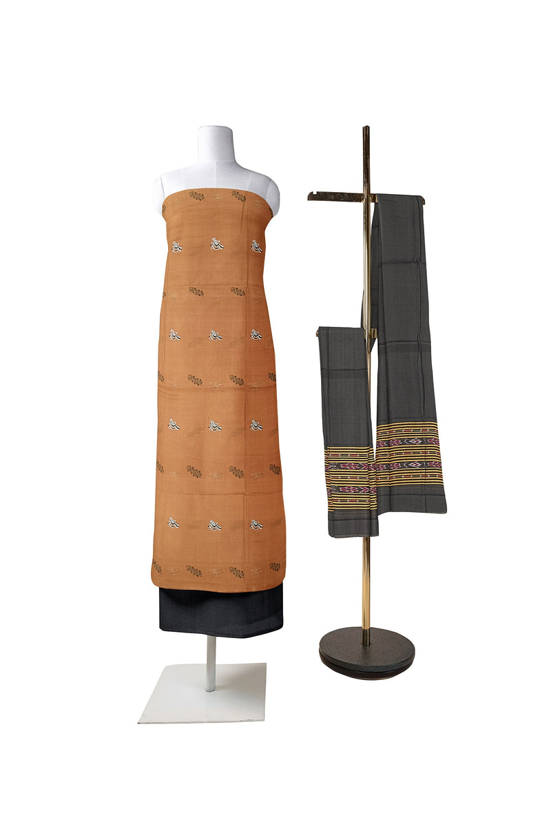 Birds motifs Bomkai cotton dress material set