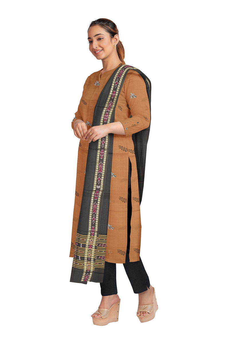 Birds motifs Bomkai cotton dress material set