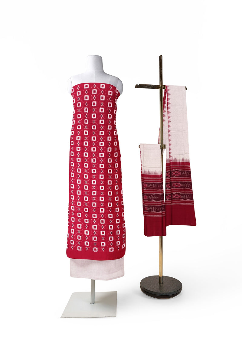Excquisite unstitched Sambalpri cotton dress material set