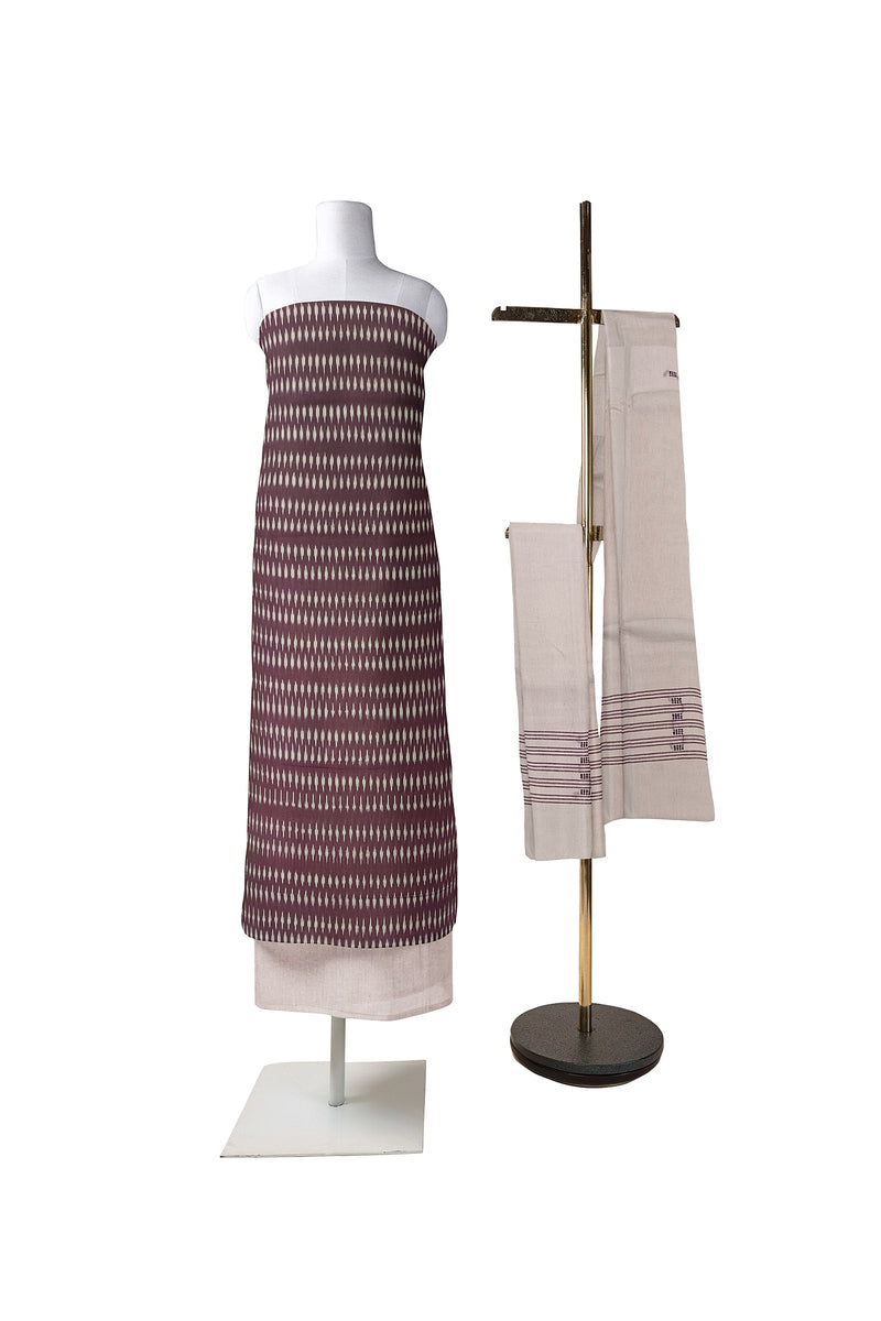 Pochampalli ikat cotton dress material set