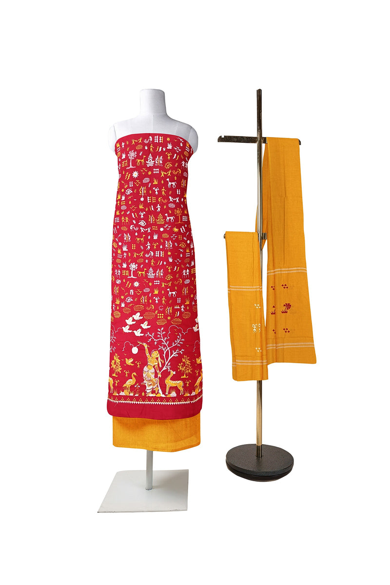 Embroidery work handloom cotton dress material set