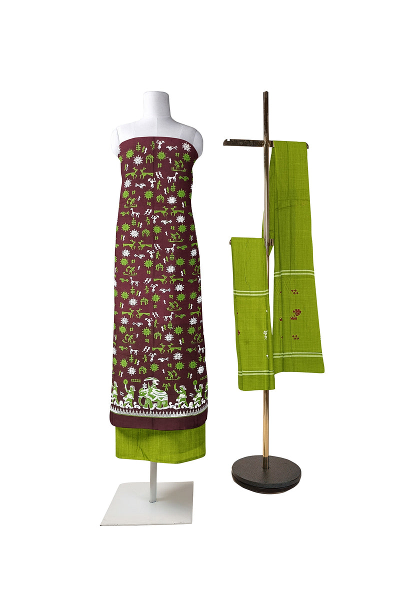 Embroidery work handloom cotton dress material set