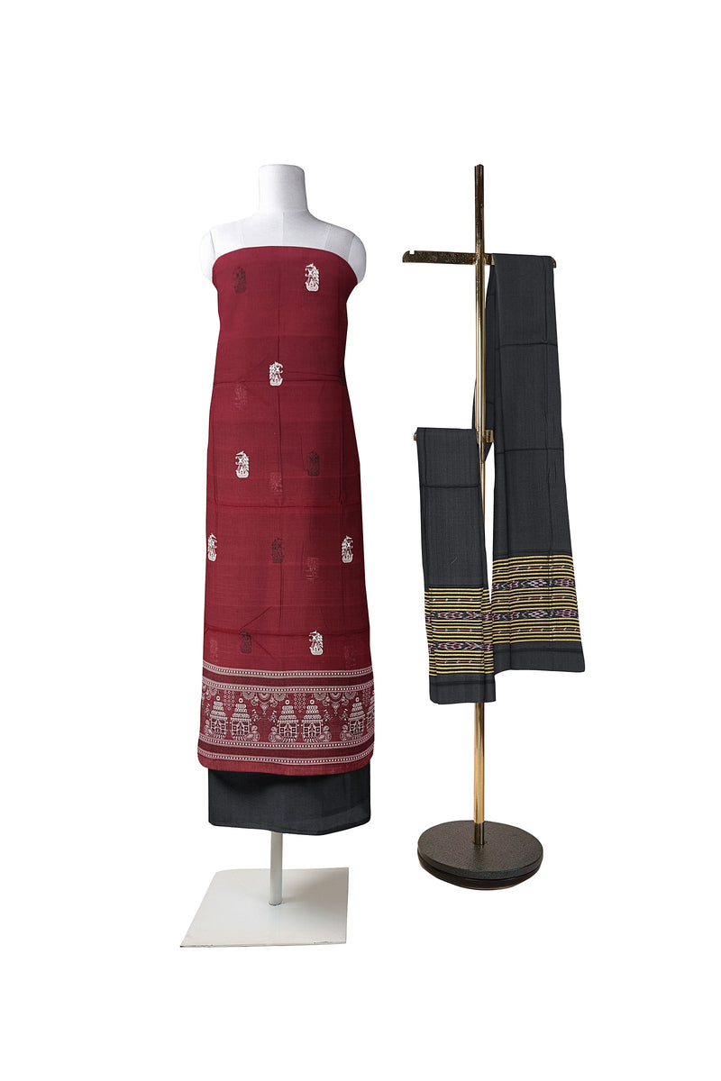 Boita(Boat) Design Bomkai cotton dress material set