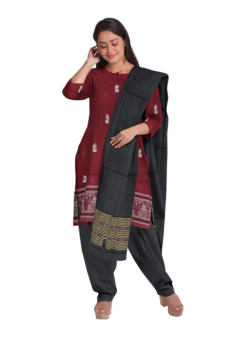 Boita(Boat) Design Bomkai cotton dress material set