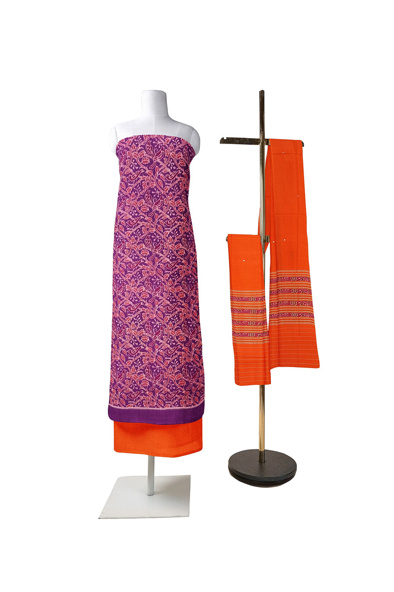 Exclusive Birds and leaves design Premium Sambalpuri cotton dress material set
