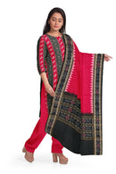 Excquisite Pasapali and flower design unstitched Sambalpuri cotton dress material set