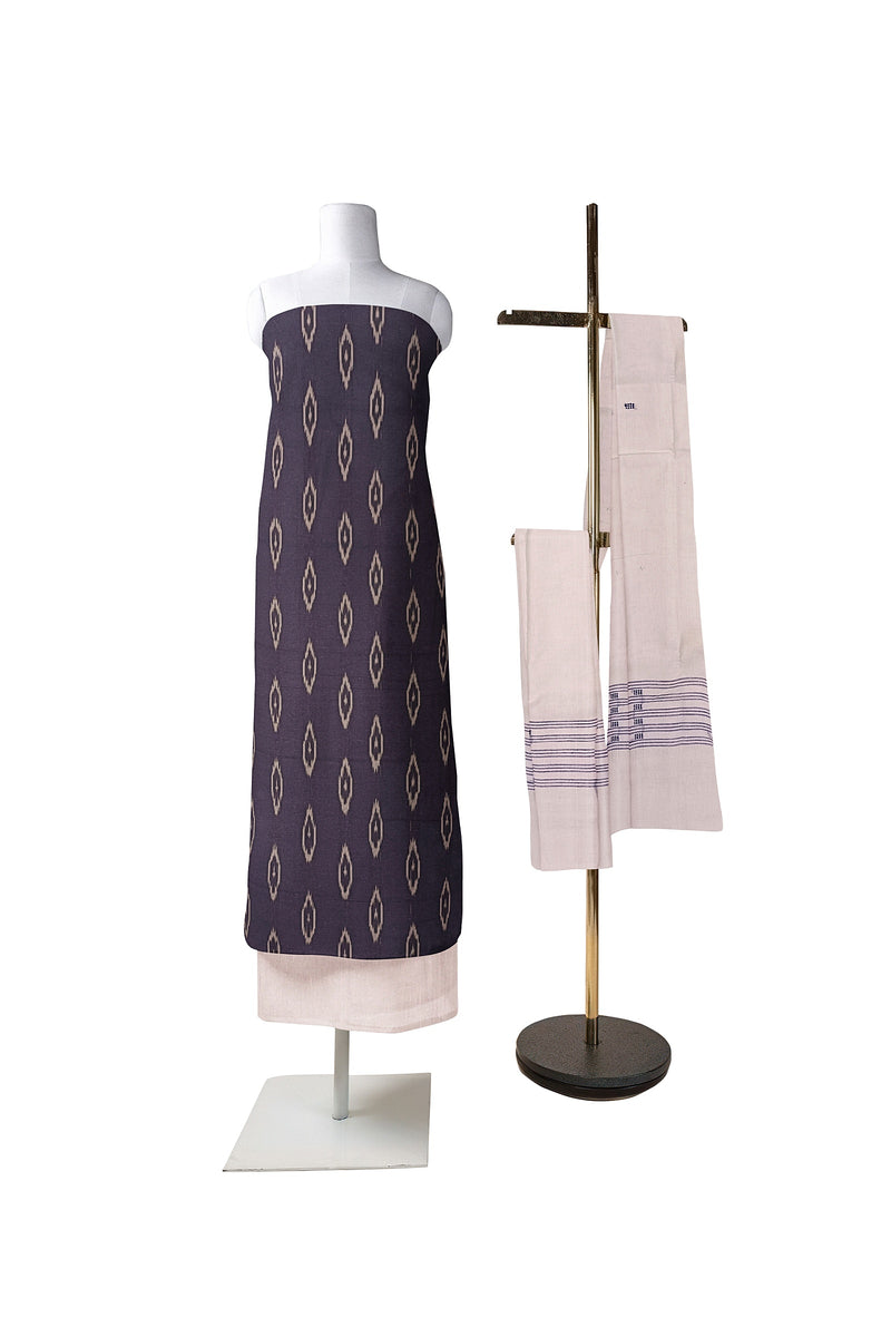 Pochampalli ikat cotton dress material set