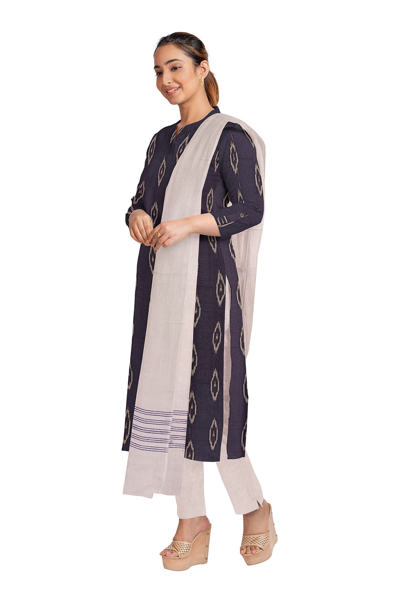 Pochampalli ikat cotton dress material set