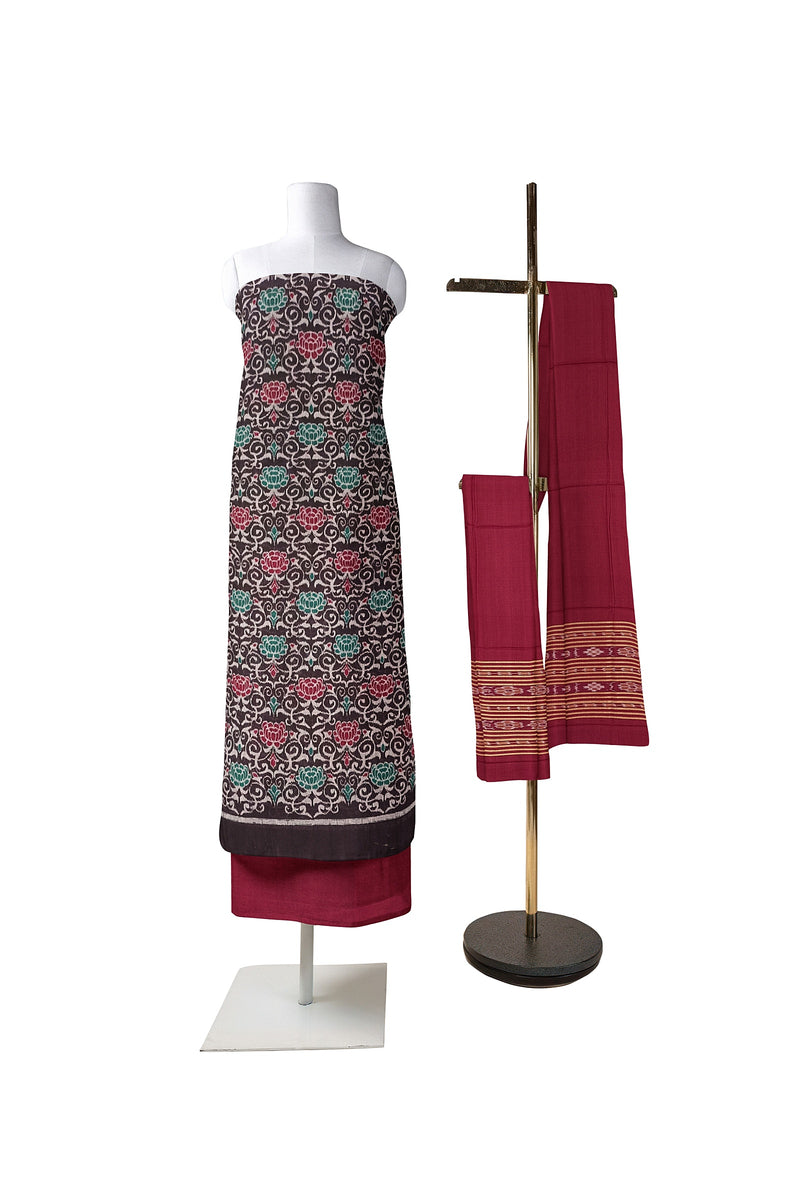 Beautiful flower designs Sambalpuri cotton dress material set