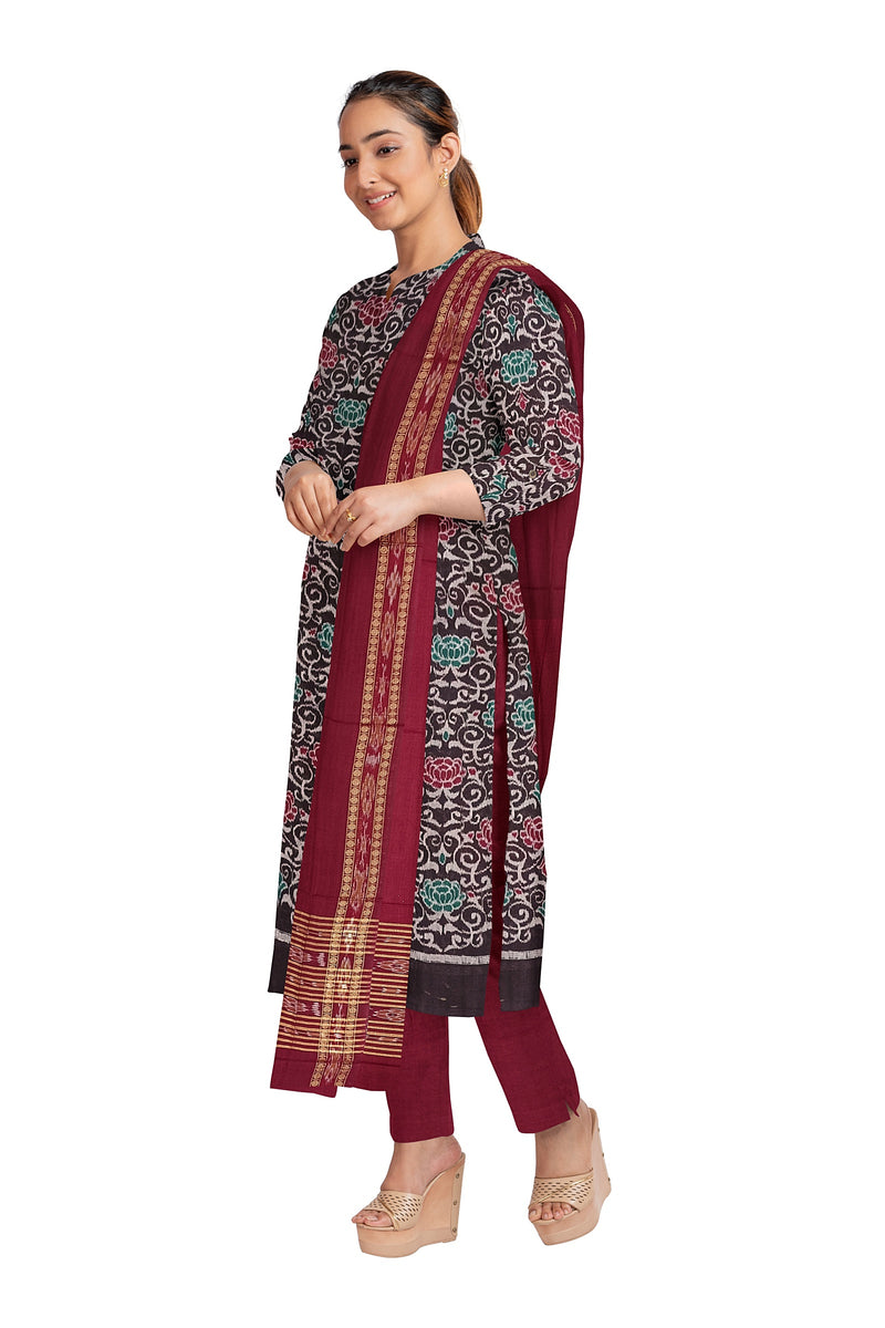 Beautiful flower designs Sambalpuri cotton dress material set