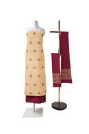 Bomkai cotton dress material set with village hut design