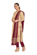 Bomkai cotton dress material set with village hut design