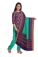 Chakra Bandha and Peacock design Sambalpuri cotton dress material set