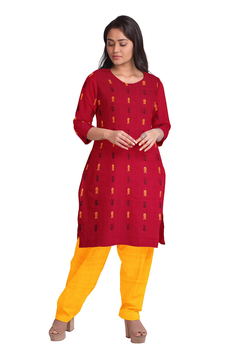 Fish Motifs bomkai cotton dress material set