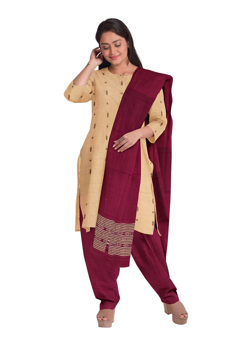 Buti design Premium Quality Unstitched Bomkai cotton dress material set